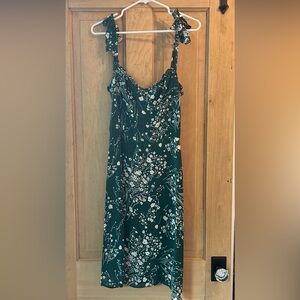 Reformation Green Floral Midi Dress
